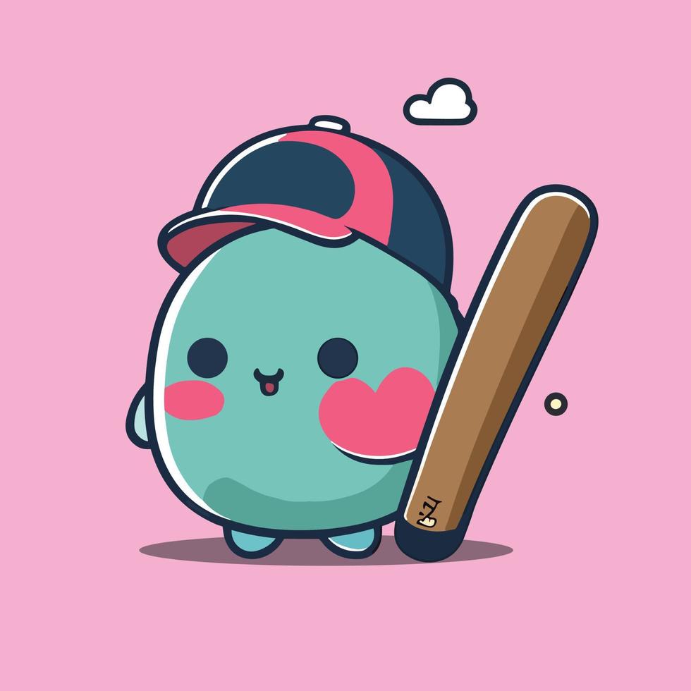 kawaii béisbol mascota personaje. vector