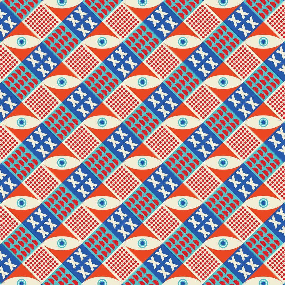 Colorful neo geometric pattern. Neo Geometric Seamless Period. Grid with color geometrical shapes. Modern abstract background vector