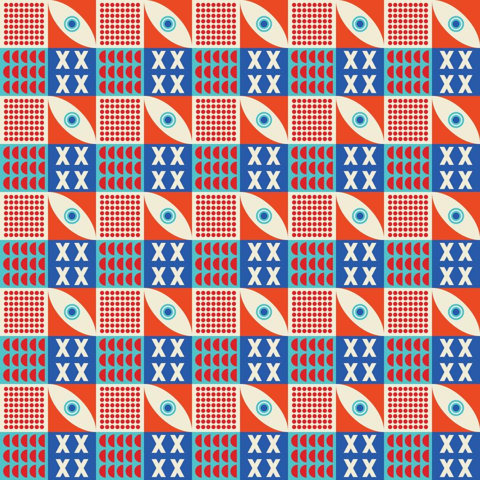 Colorful neo geometric pattern. Neo Geometric Seamless Period. Grid with color geometrical shapes. Modern abstract background vector