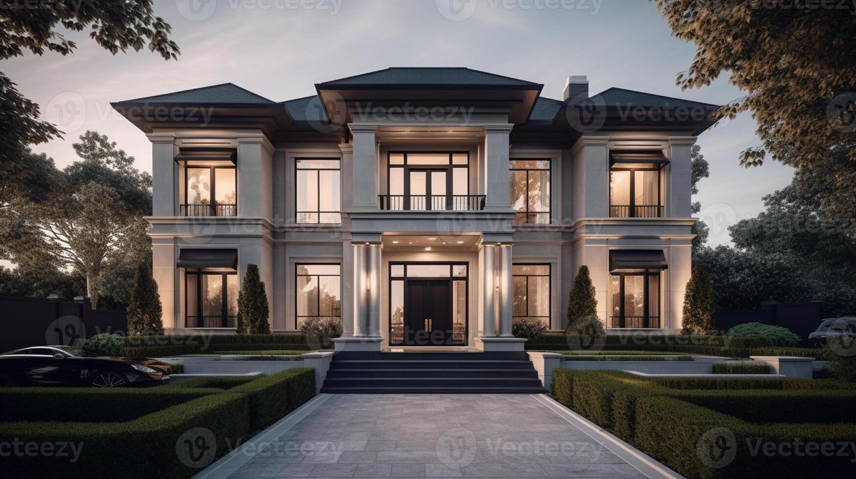 3d modern luxury real estate house for sale and rent , luxury property concept, artwork photo