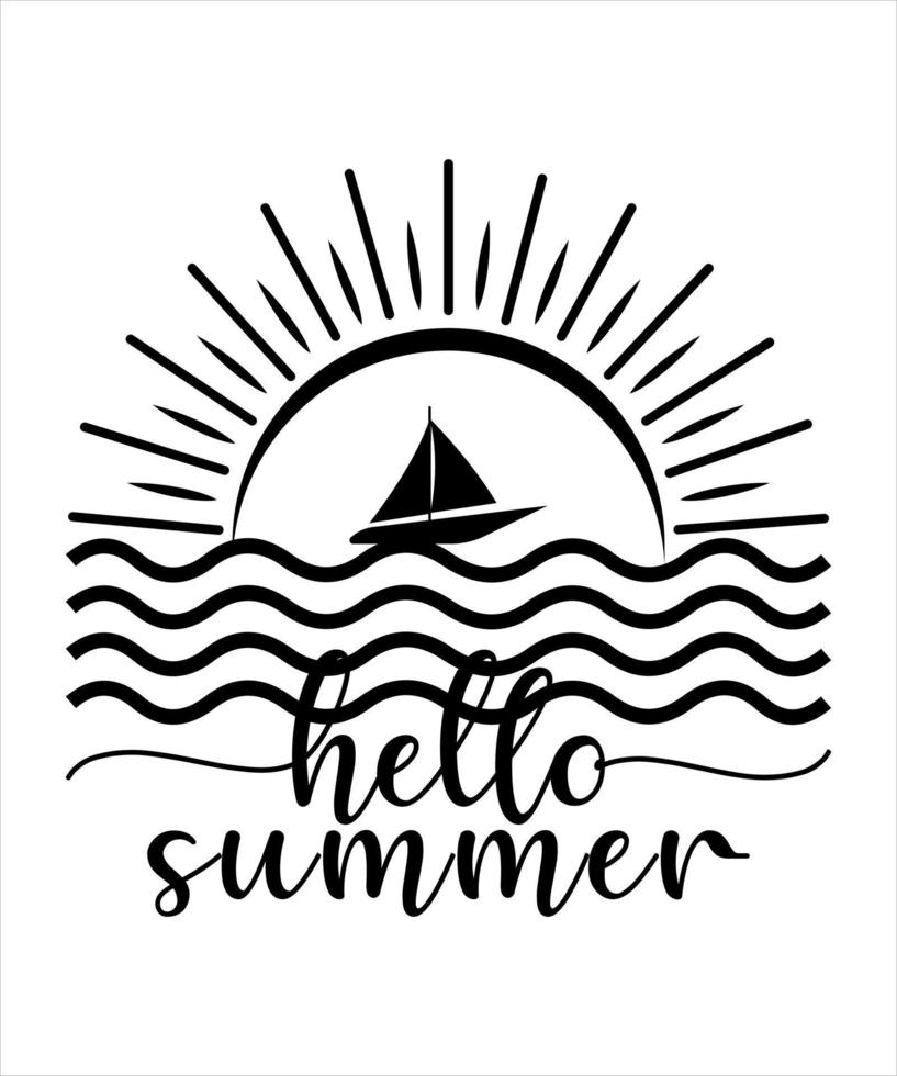 Hello summer logo vector tshirt design