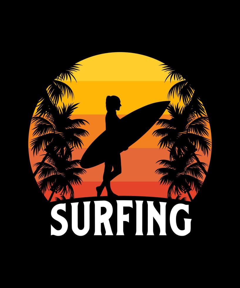 Summer surfing vector tshirt design