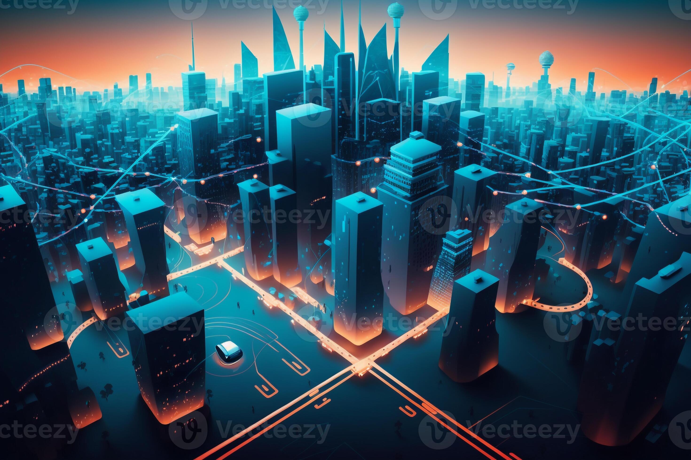 Illustration of the Smart City Connection technology concept