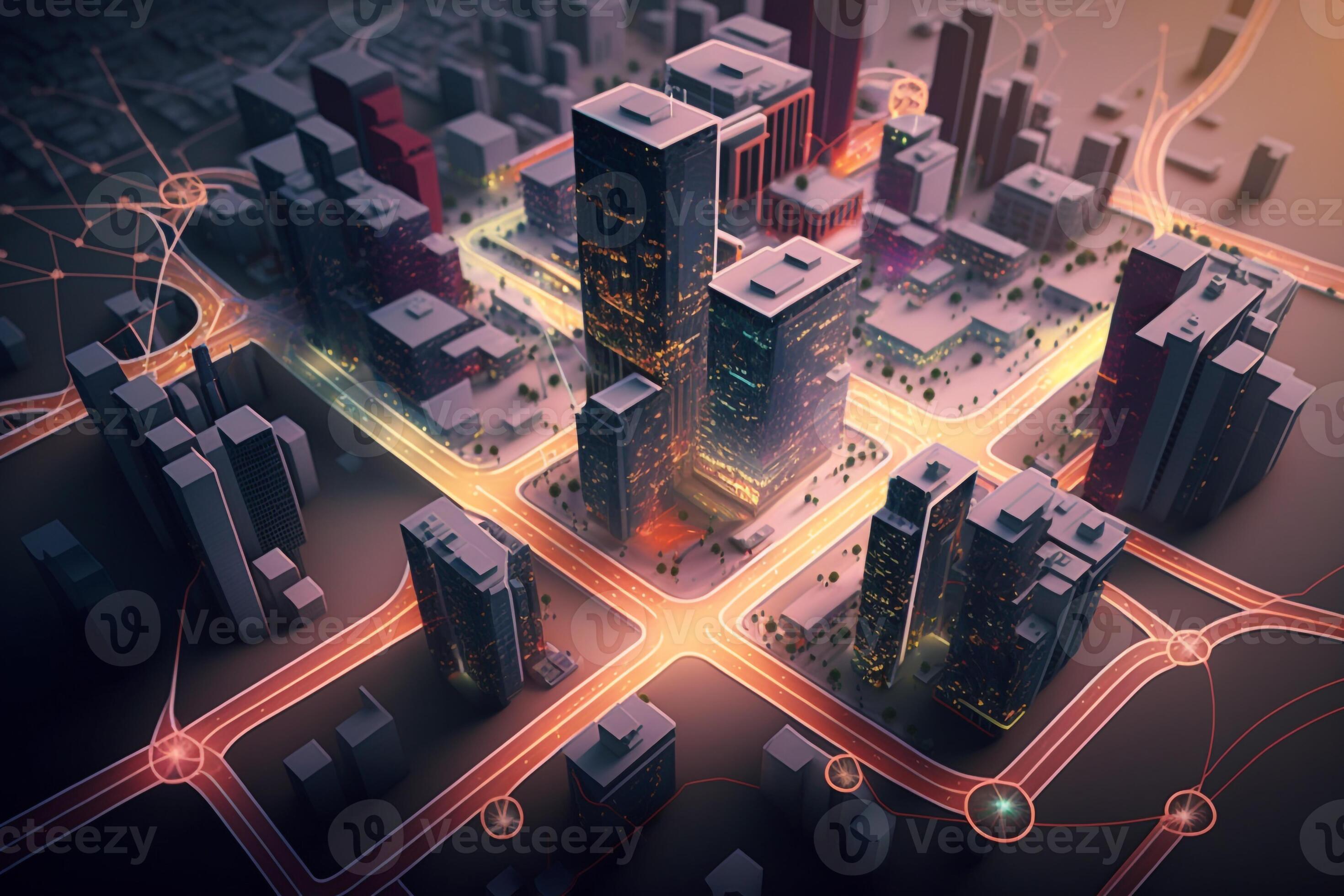 Illustration of the Smart City Connection technology concept