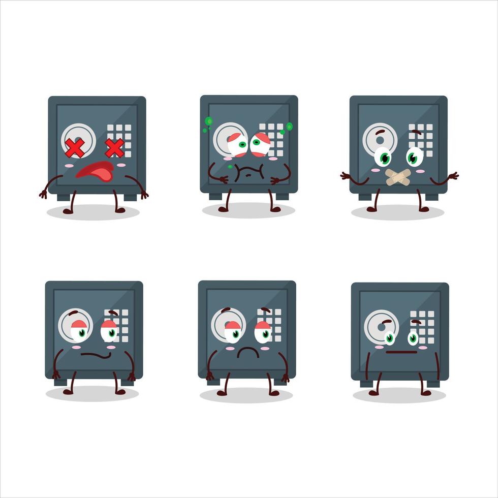 Safe deposit box cartoon character with nope expression vector
