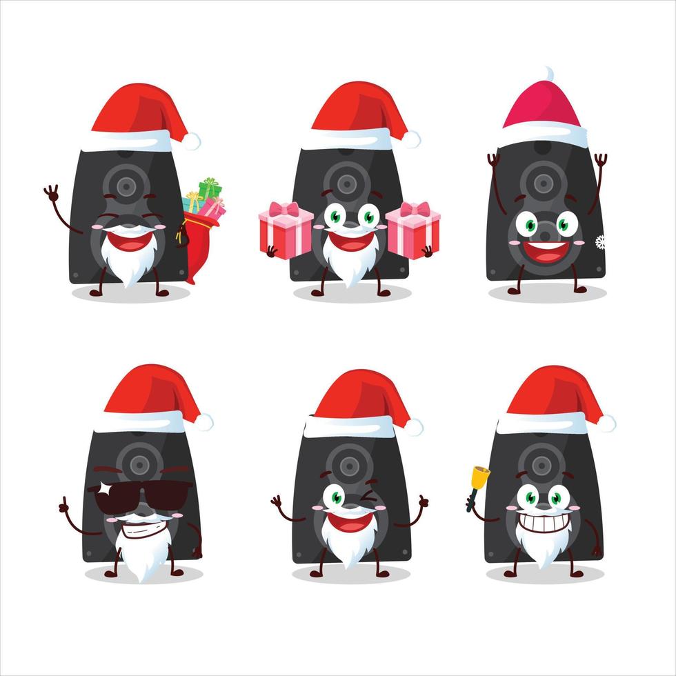 Papa Noel claus emoticones con estéreo altavoz dibujos animados personaje vector