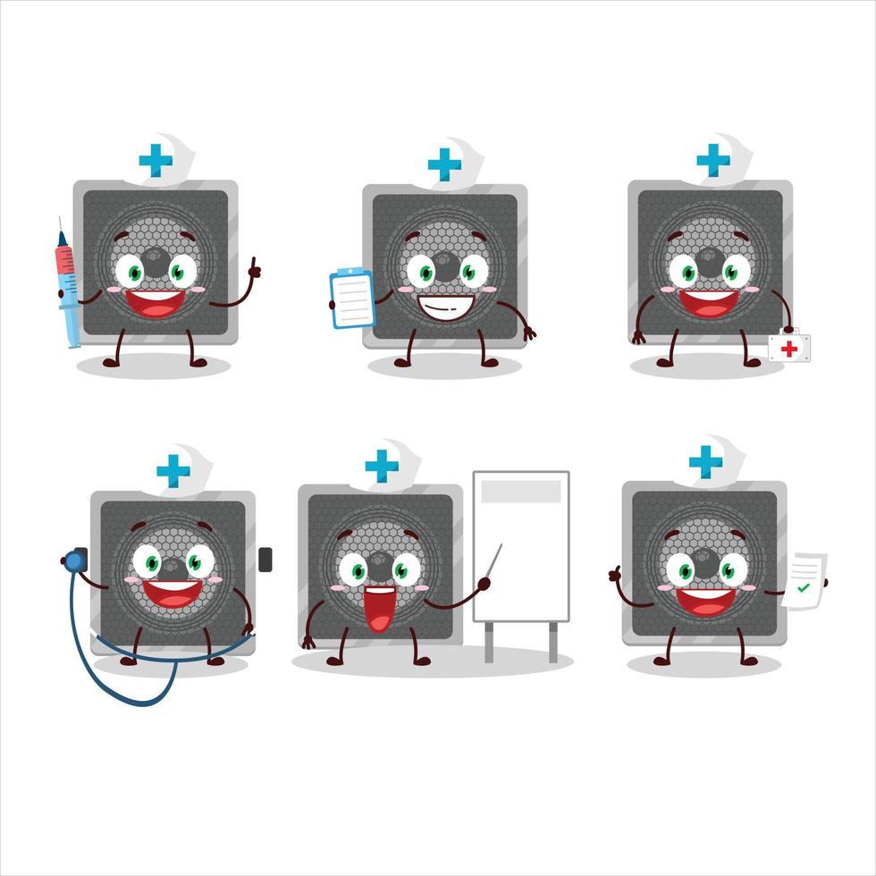 Doctor profession emoticon with music speaker cartoon character vector