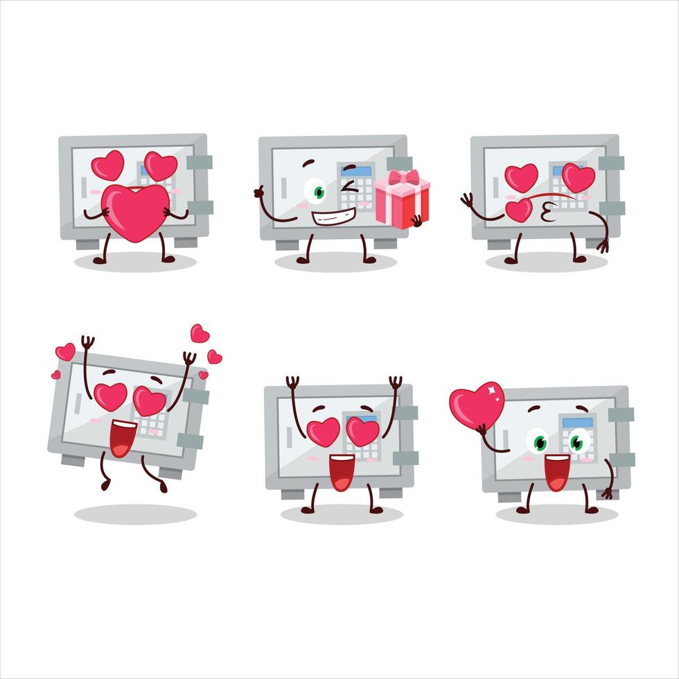 Digital safe box cartoon character with love cute emoticon vector