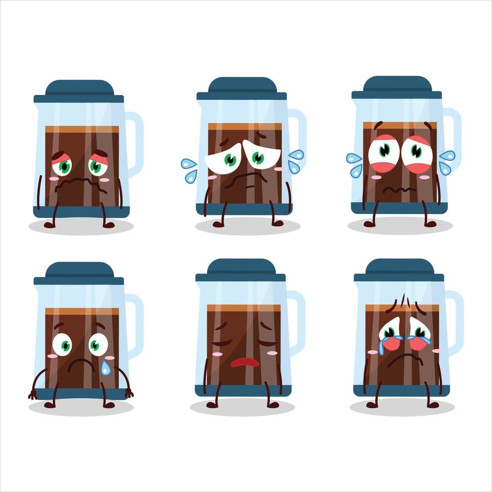 French press cartoon character with sad expression vector