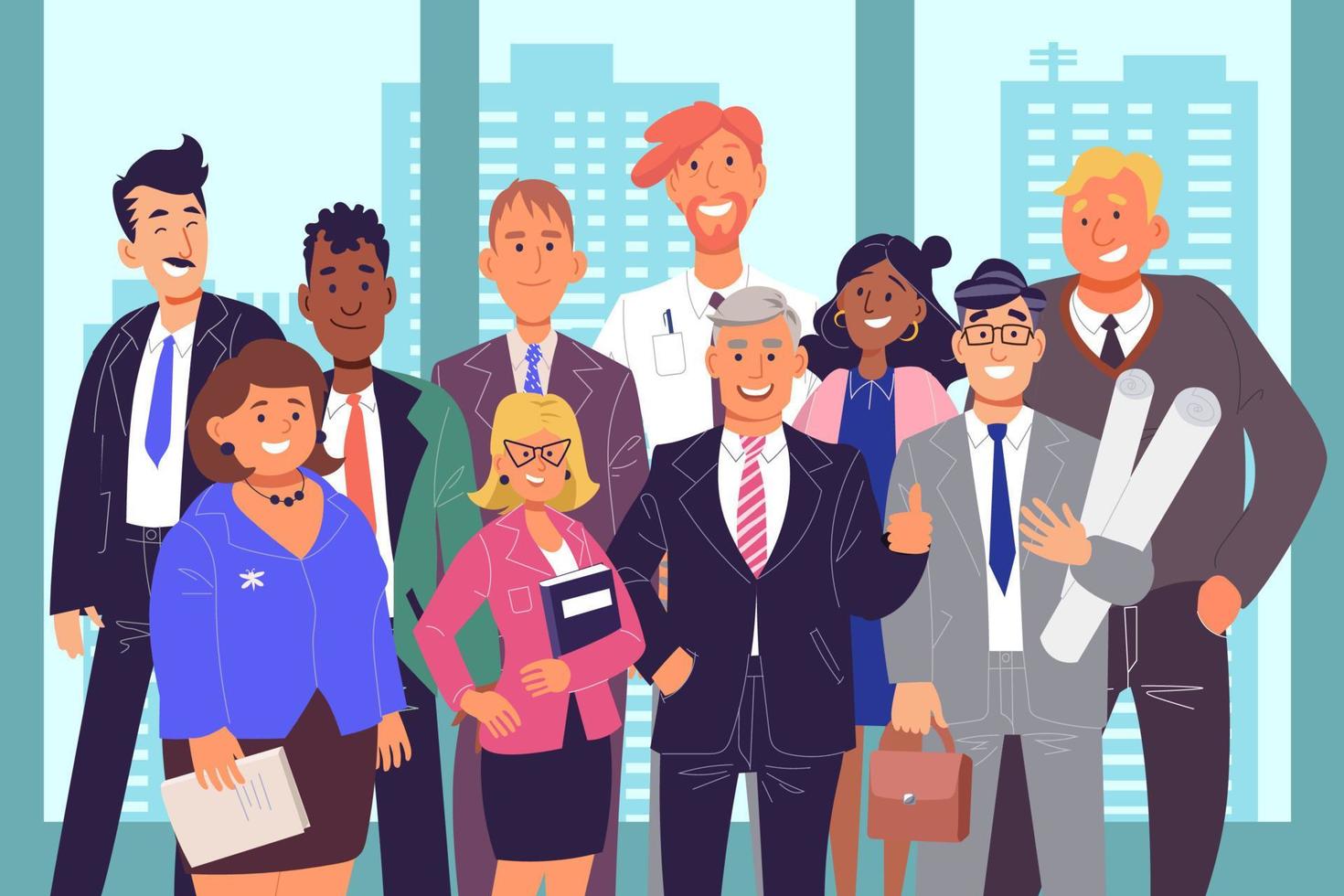 Group of coworkers, teamwork concept vector