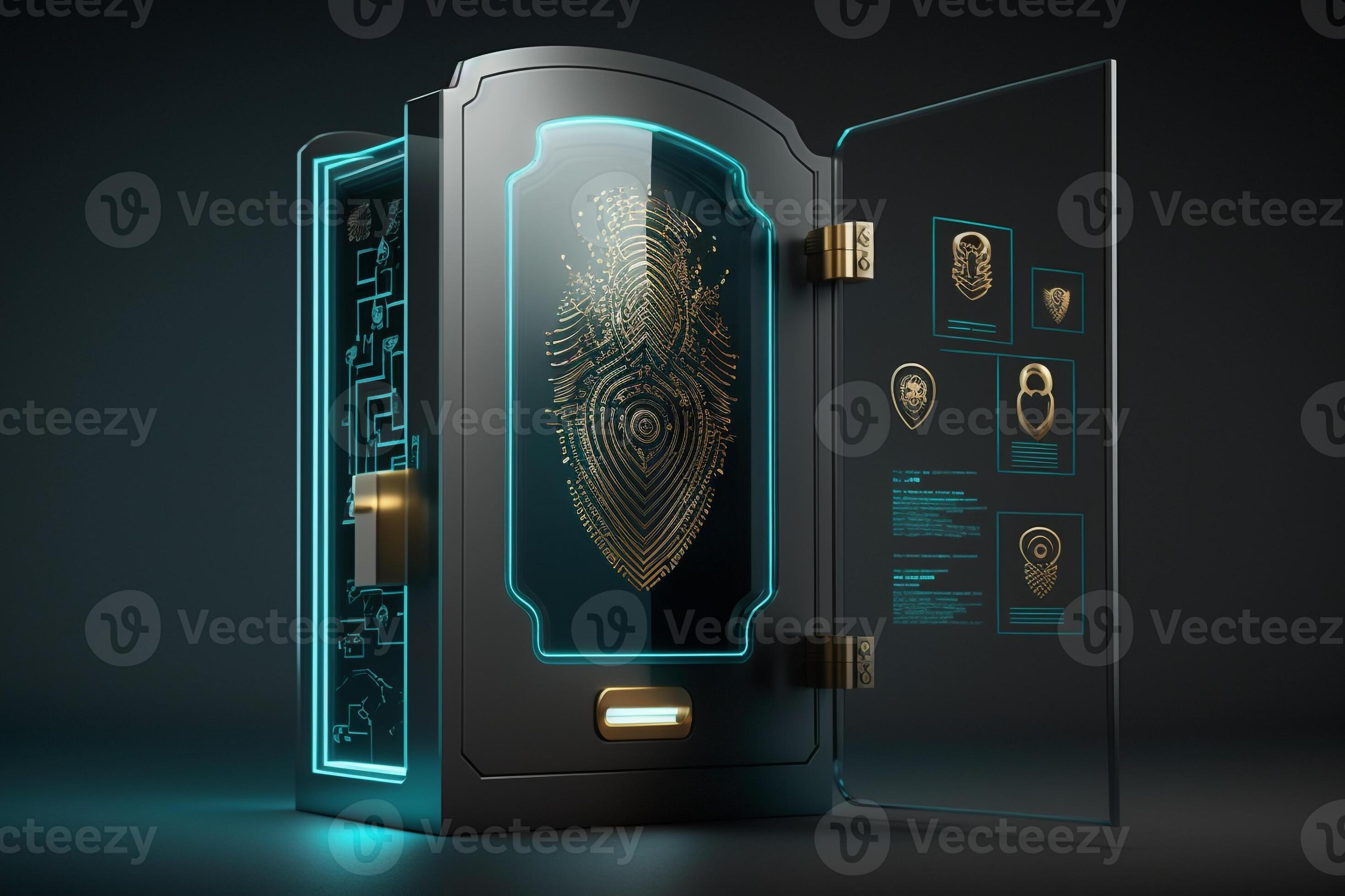 a digital screen with a fingerprint scanner, indicating biometric