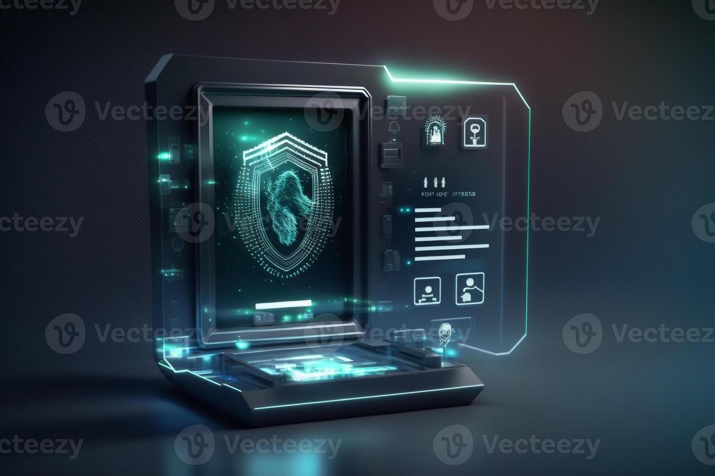 a digital screen with a fingerprint scanner, indicating biometric