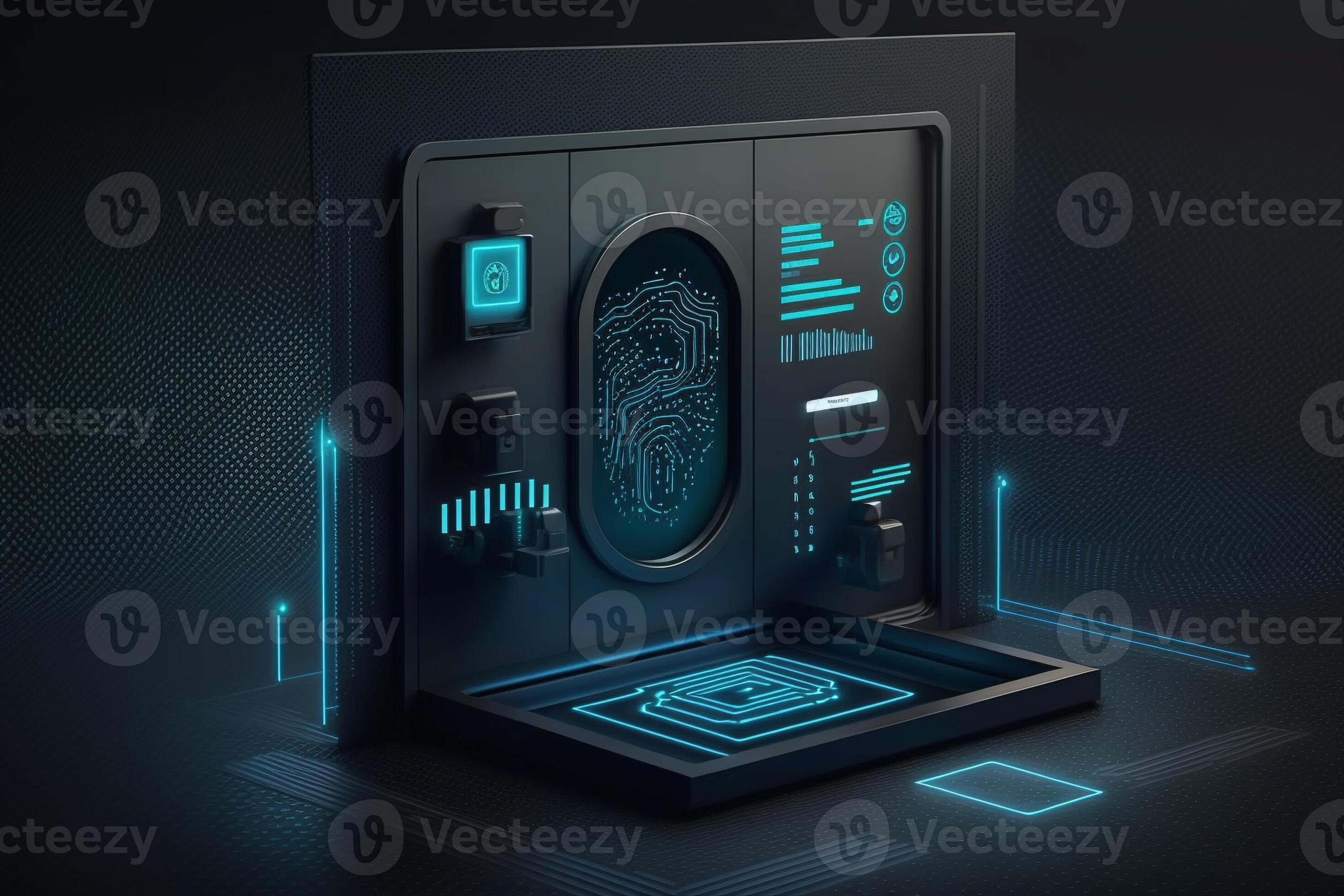 a digital screen with a fingerprint scanner, indicating biometric