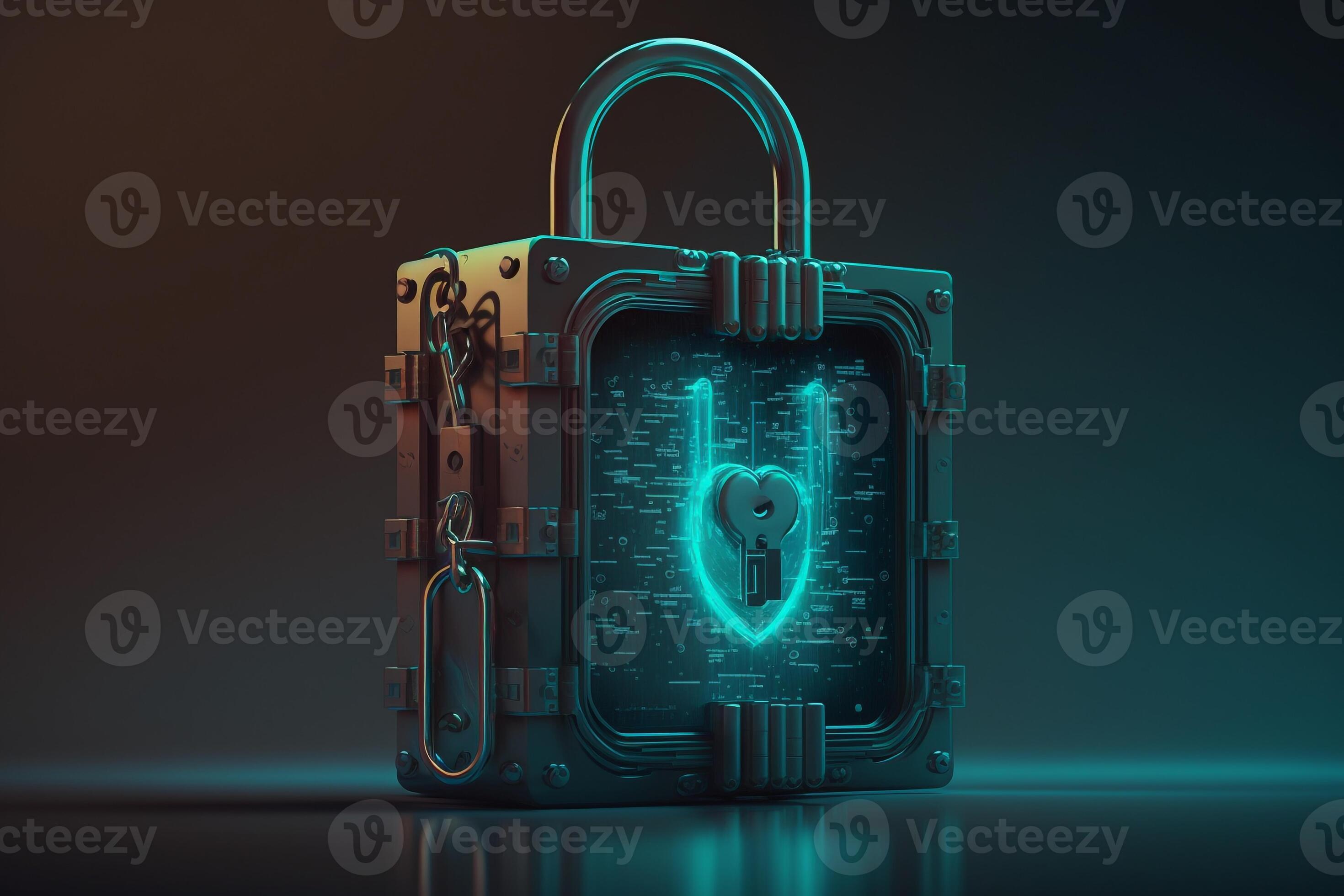Illustration of a padlock on a digital screen, symbolizing secure and