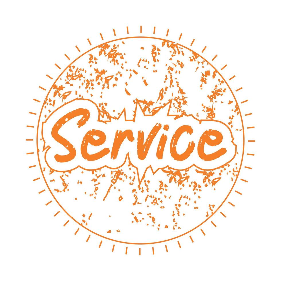 Service motivational and inspirational lettering circle colorful style text typography with grunge effect t shirt design on white background vector