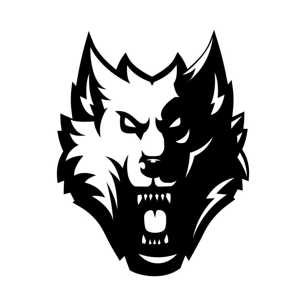 Angry Wolf logo design vector. Wolves logos for esport gaming vector