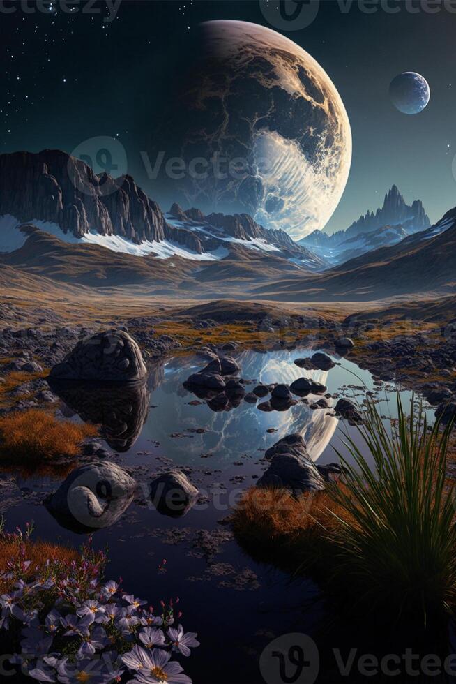 an artists rendering of an alien landscape. . photo