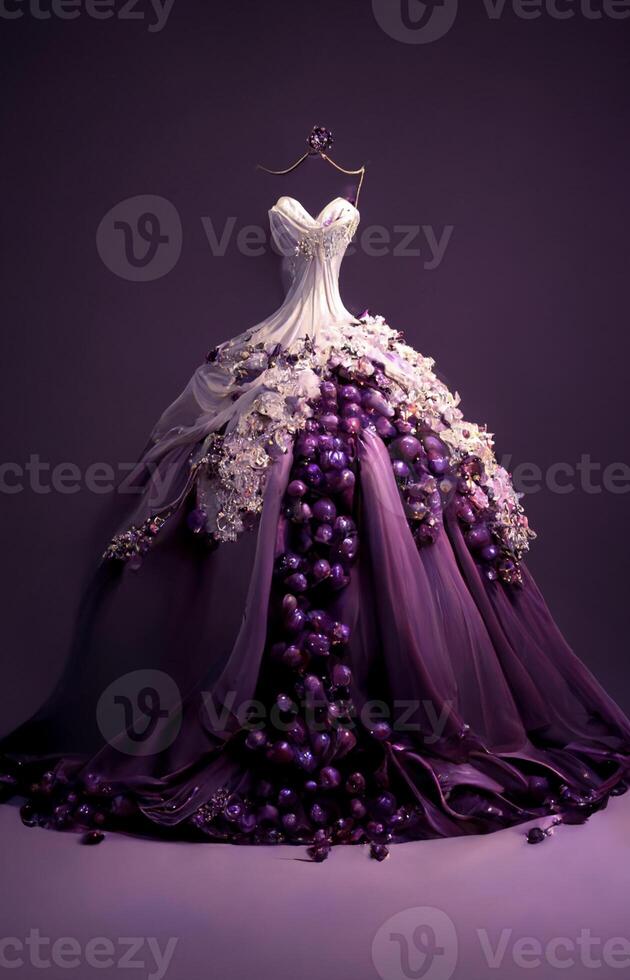 dress made out of grapes on a mannequin. . photo