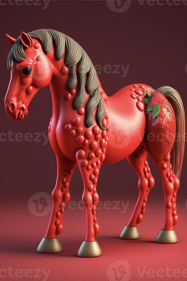 close up of a toy horse on a red background. . photo