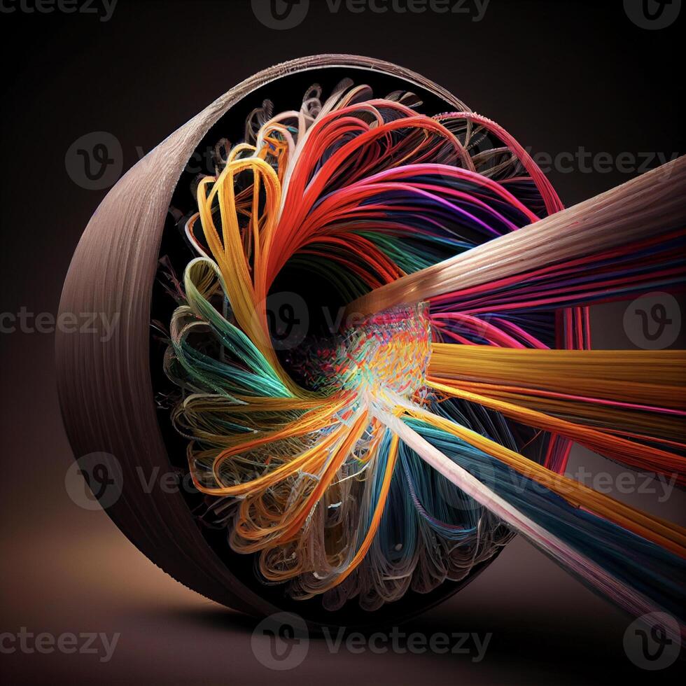 close up of a colorful object on a black background. . photo