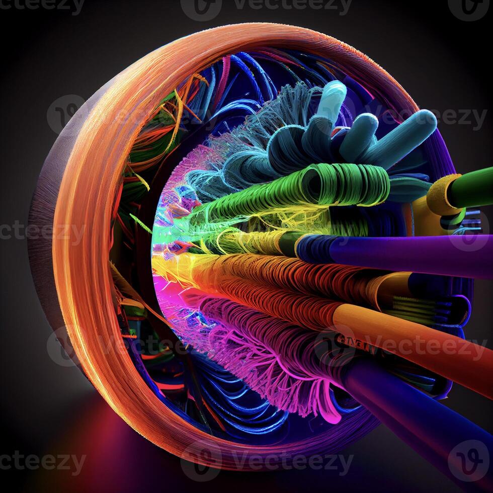 cerca arriba de un manojo de de colores Lápices generativo ai. foto