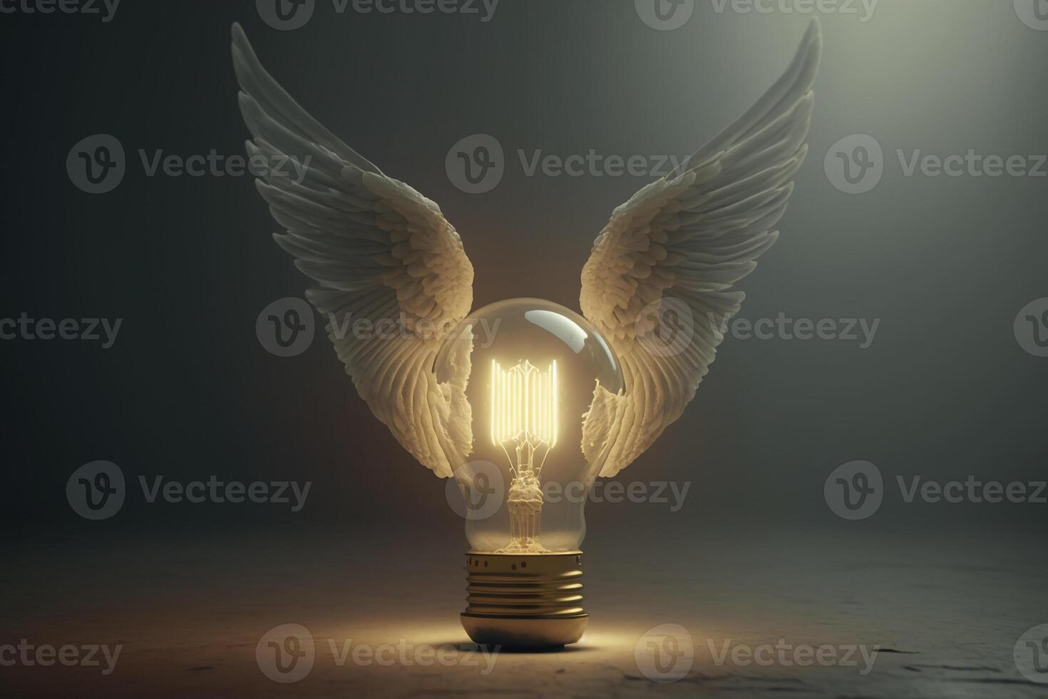 a lightbulb with wings, representing the concept of creativity and innovation. photo