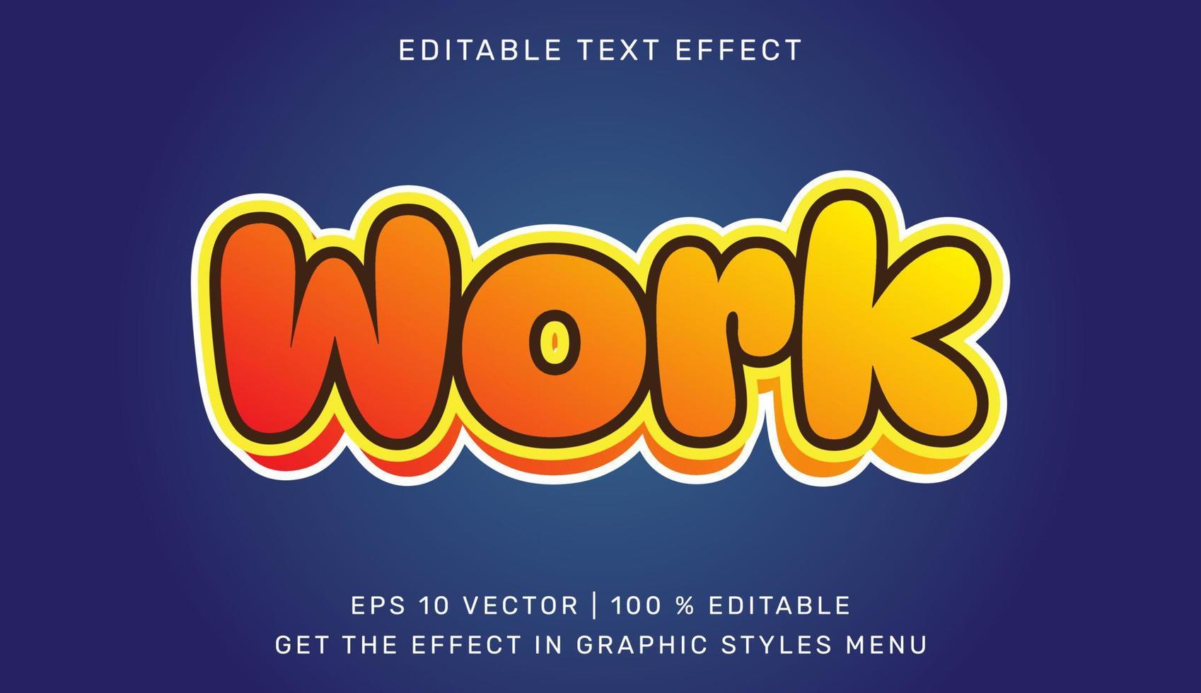 Work 3d editable text effect template vector