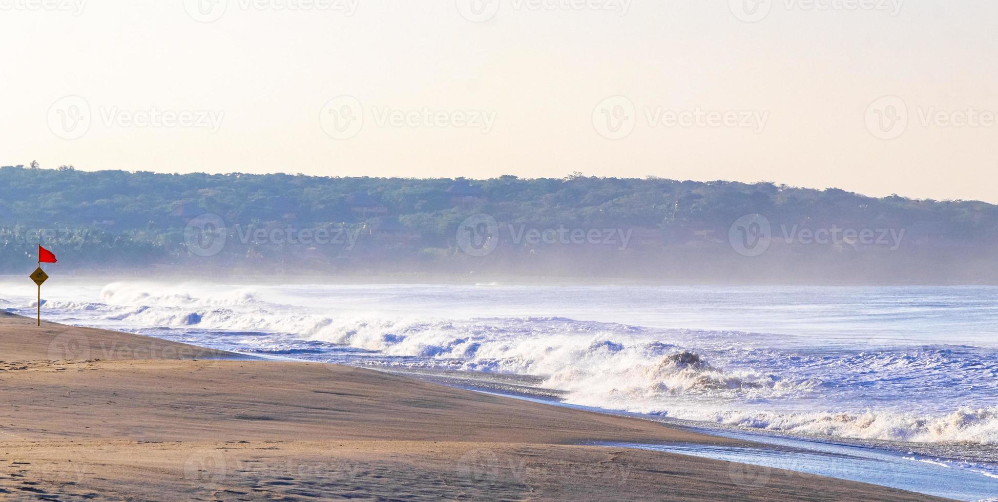 Extremely huge big surfer waves beach La Punta Zicatela Mexico. photo