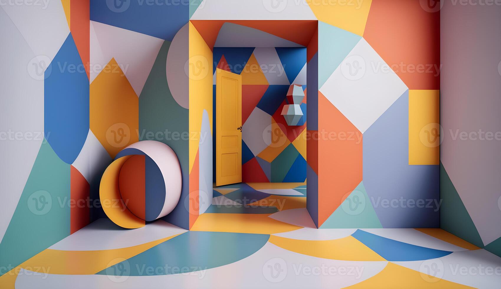 abstract geometric shape photo studio room .