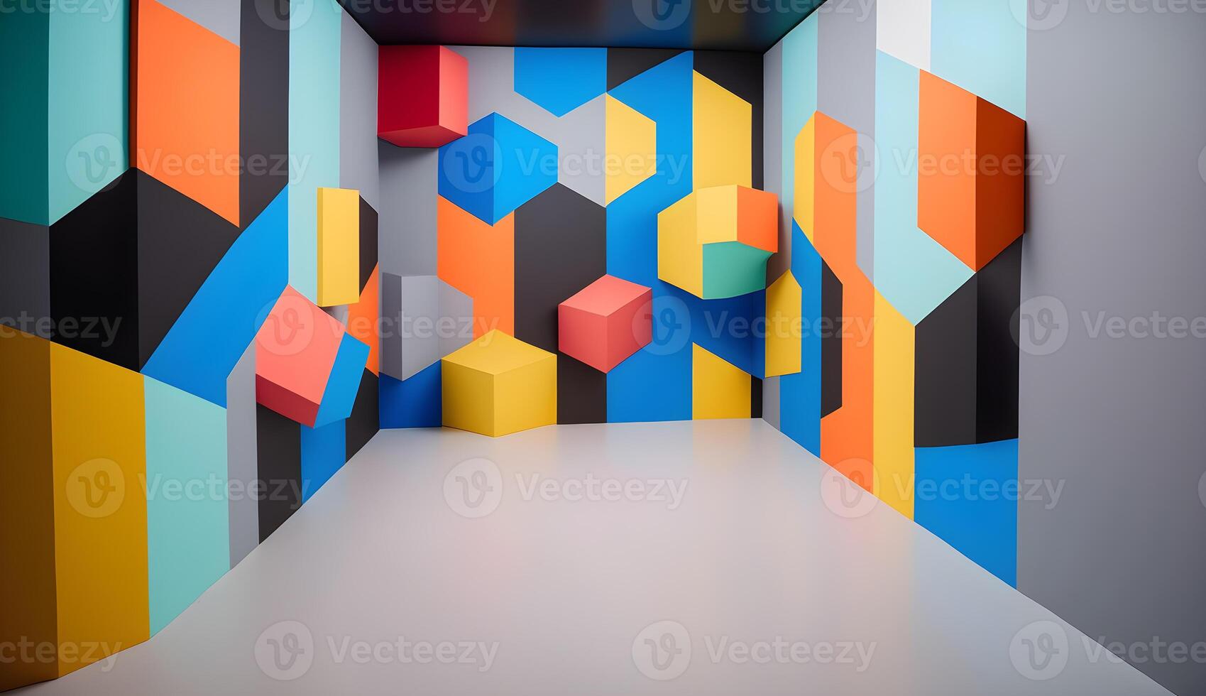 abstract geometric shape photo studio room .