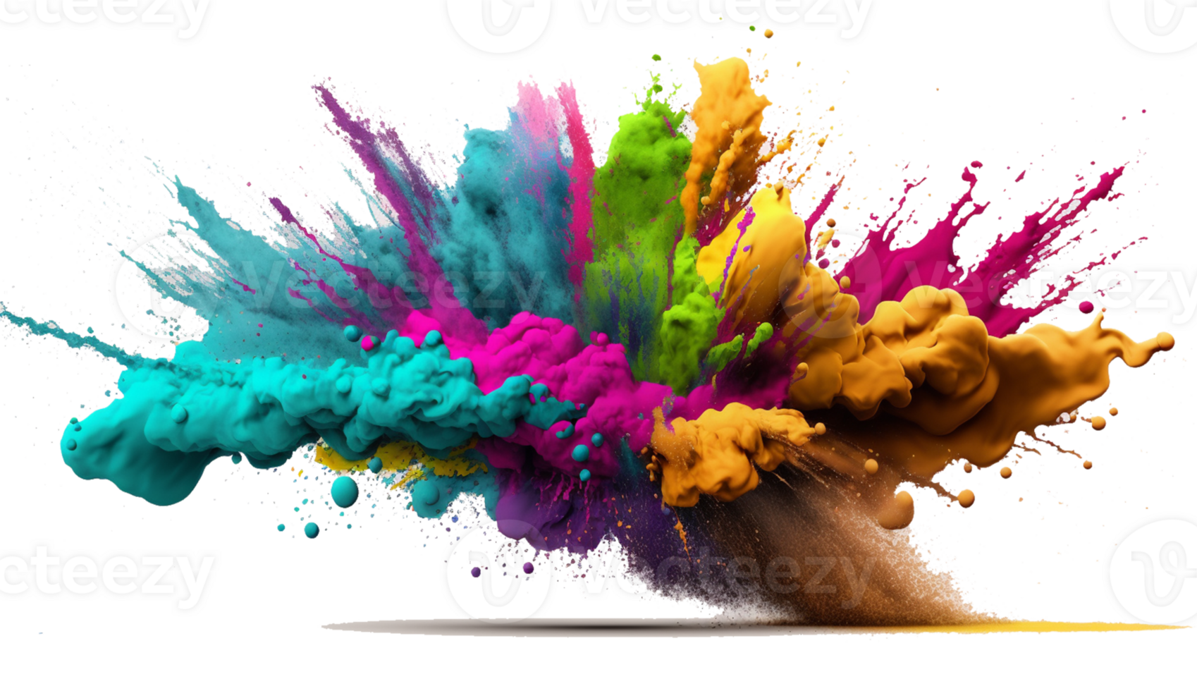 holi powder splash colorful ,colorful powder explosion effect on transparent background , png
