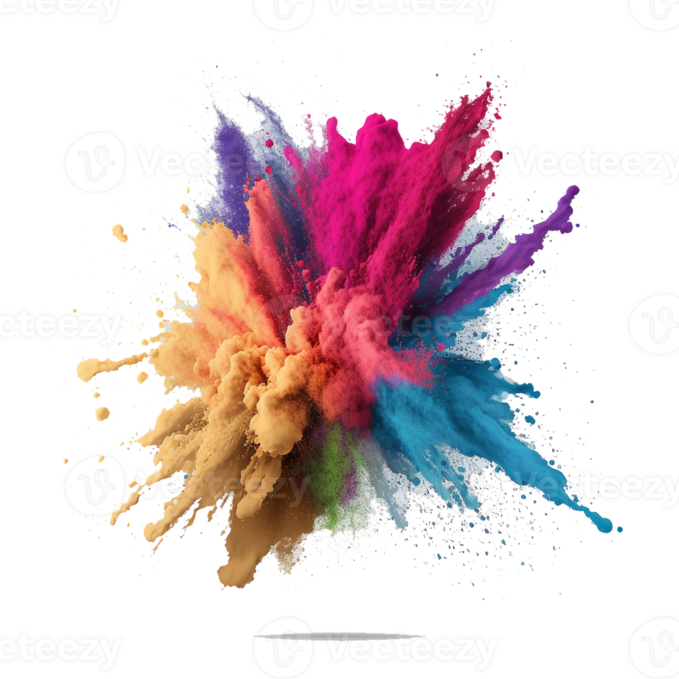 holi polvere spruzzo colorato ,colorato polvere esplosione effetto su trasparente sfondo ,generativo ai png