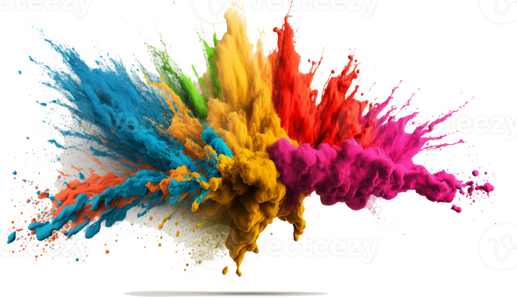 holi powder splash colorful ,colorful powder explosion effect on transparent background , png