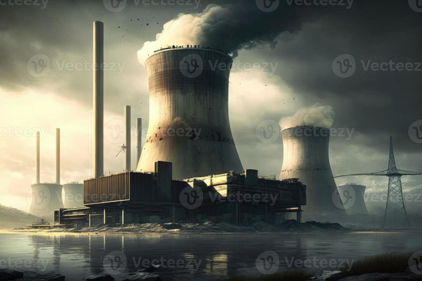 Nuclear Reactors. AI Generated photo