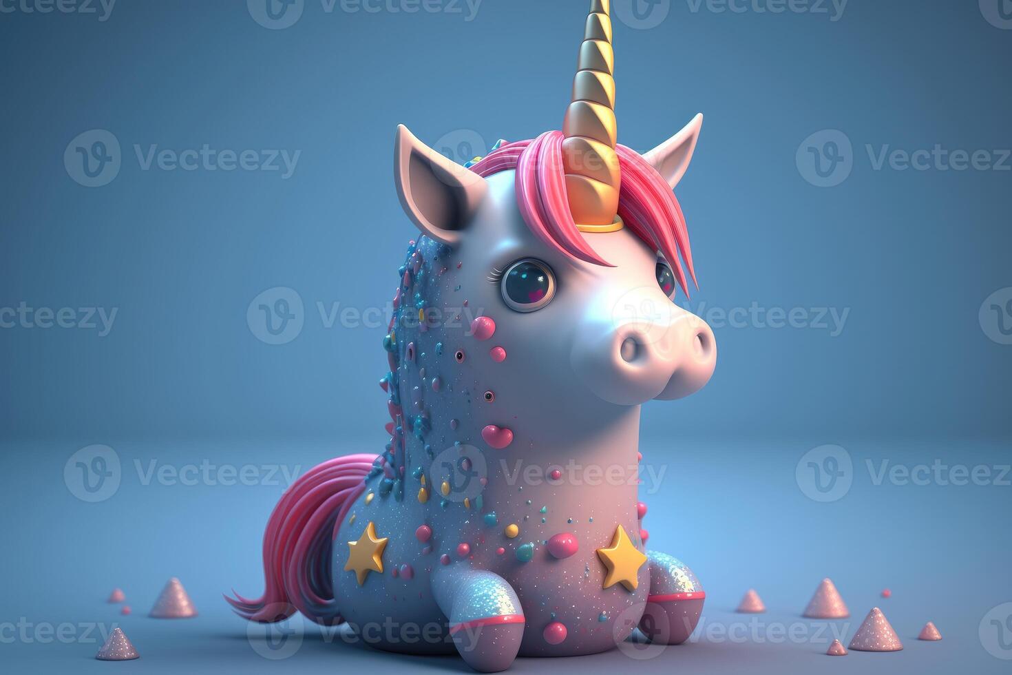 3d linda unicornio mago dibujos animados. ai generado foto