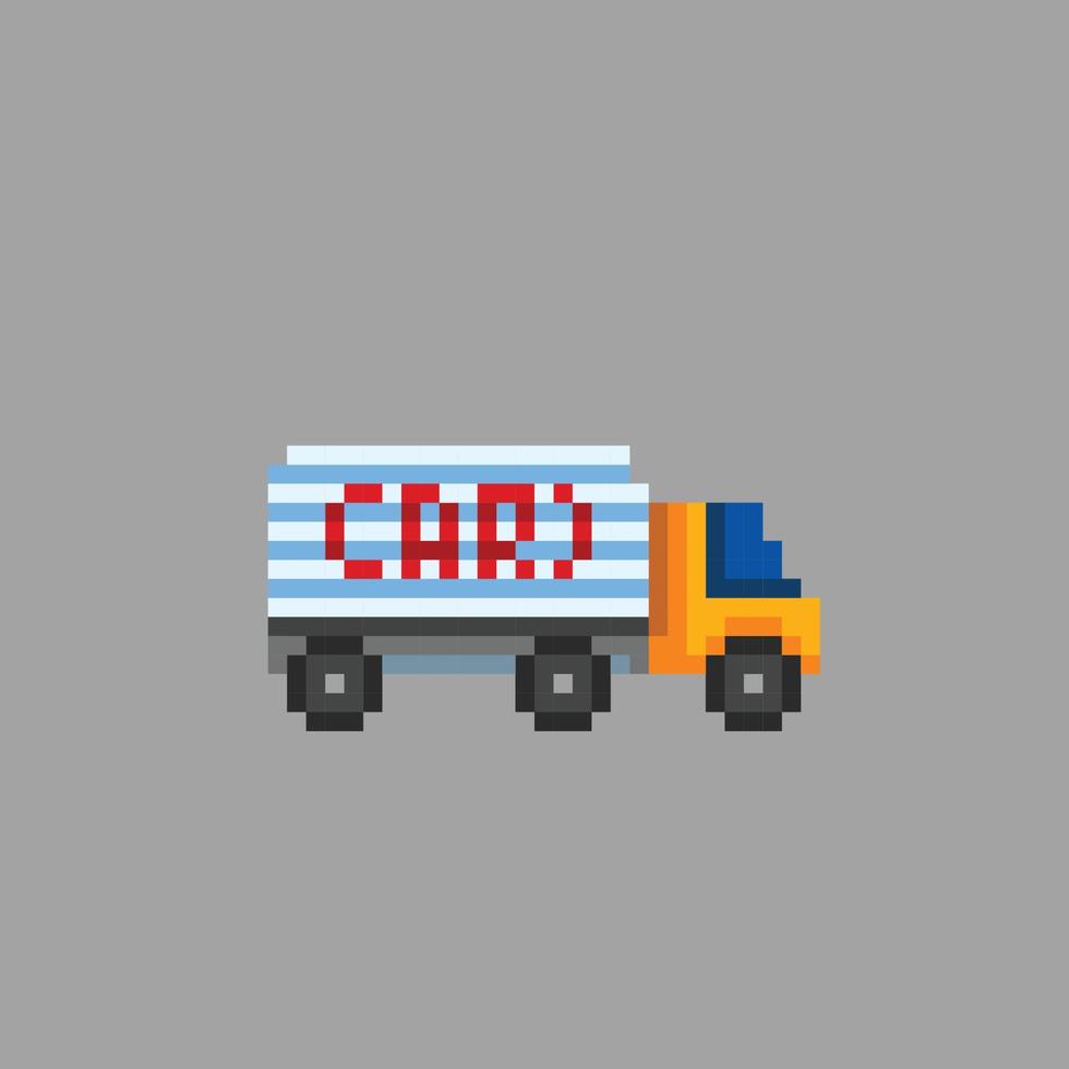 cargo truck in pixel art style vector