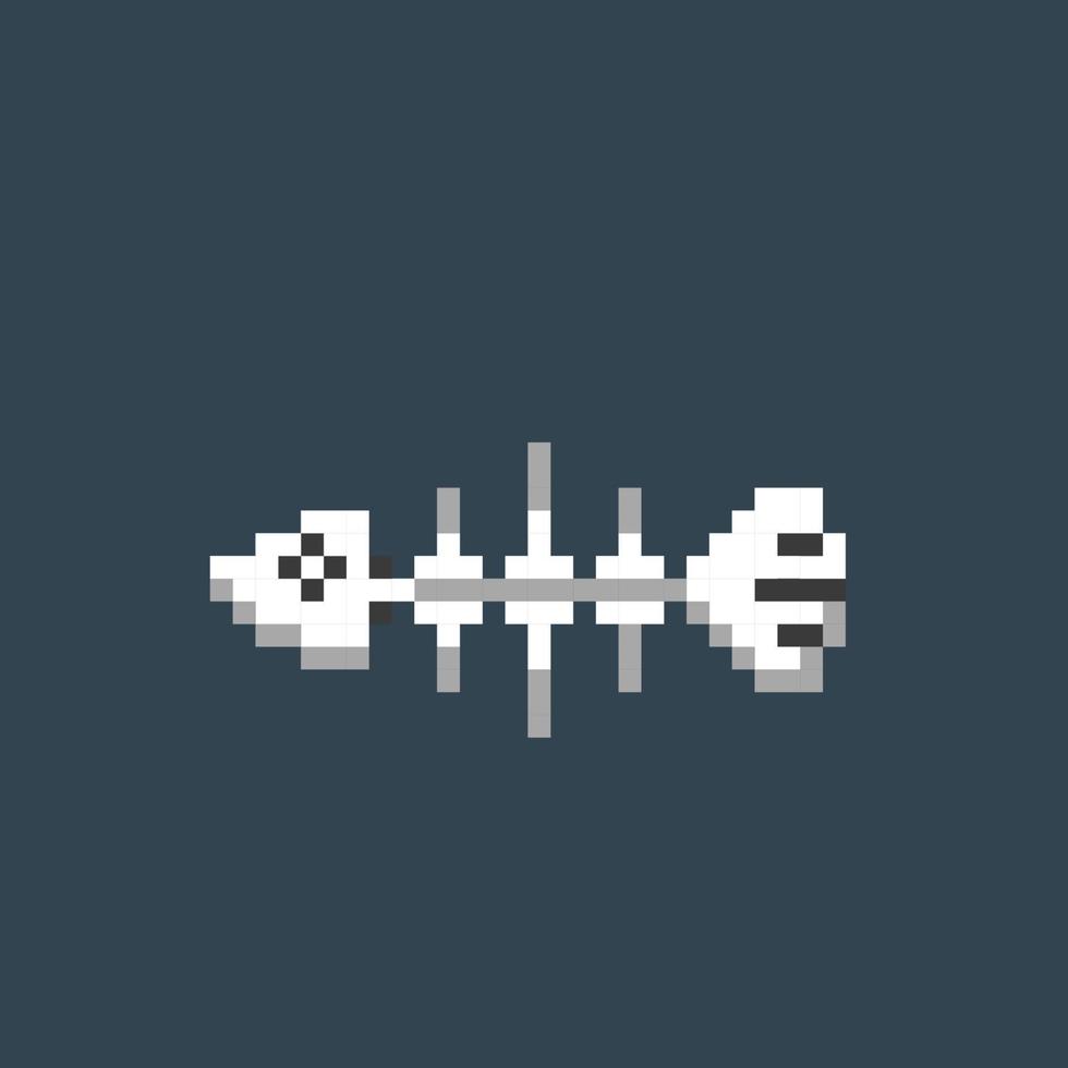 fish bone in pixel art style vector