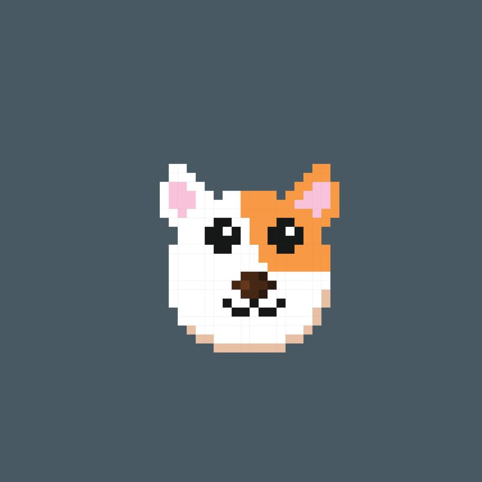 dog head in pixel art style vector