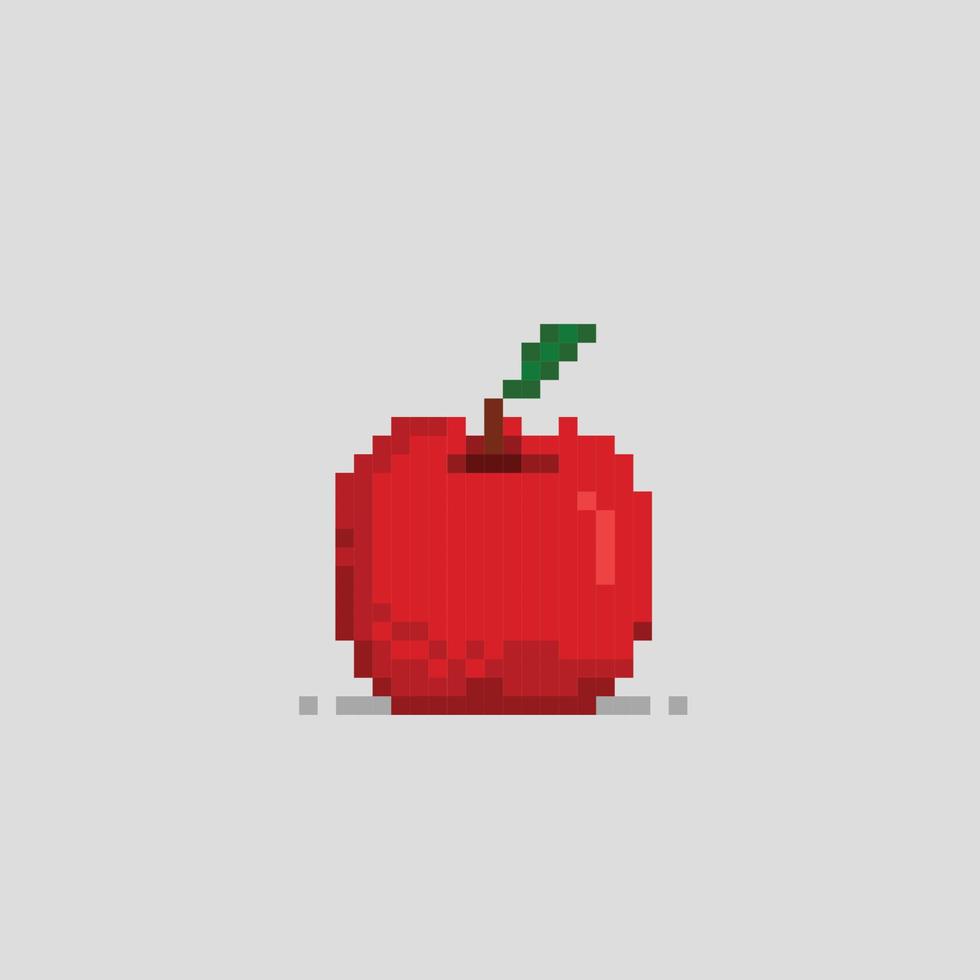 red apple in pixel art style vector