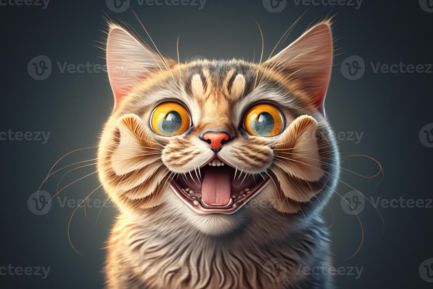 a cartoonish cat with a silly expression on its face. photo