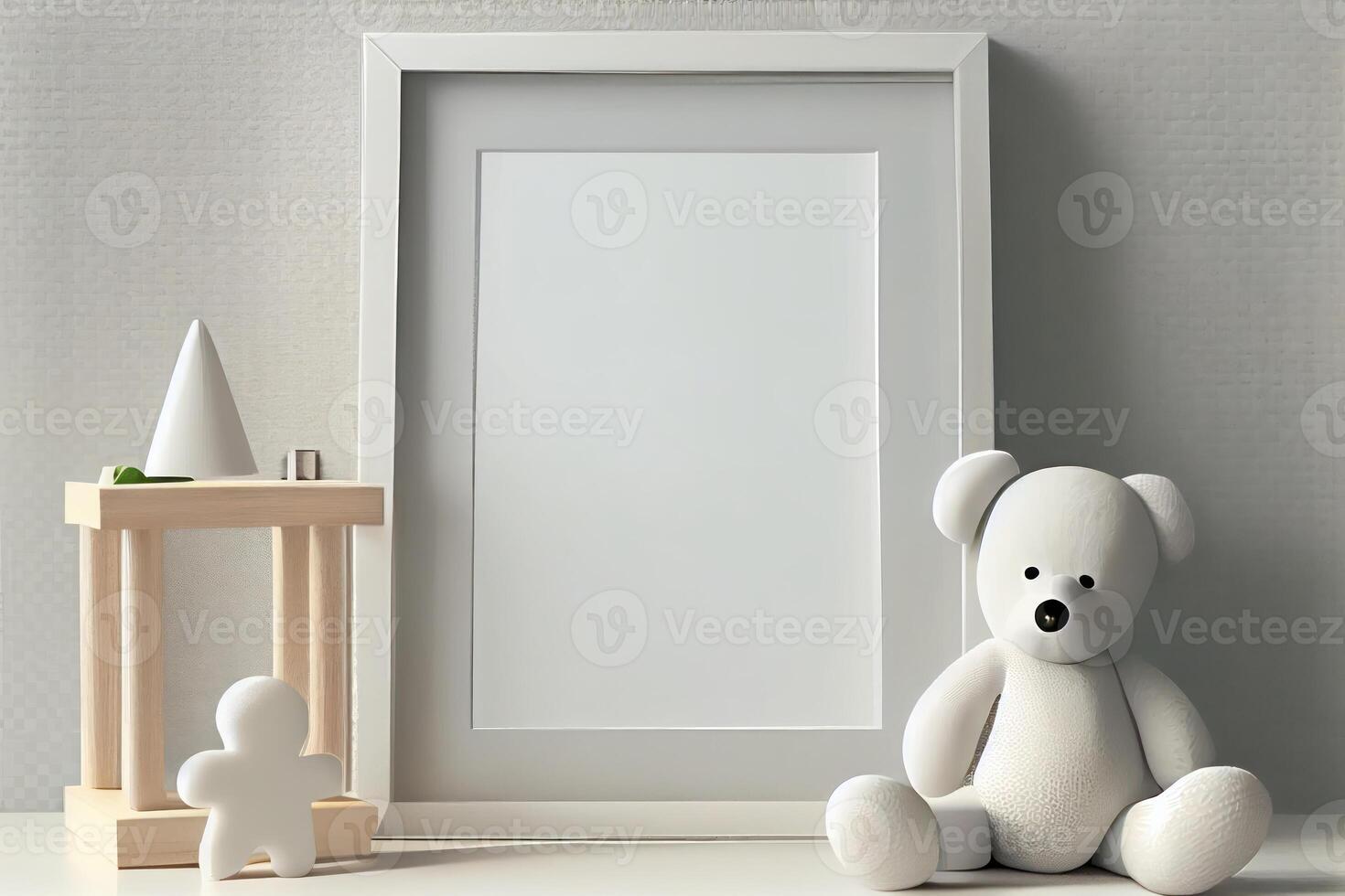 empty white frame in nursery . photo