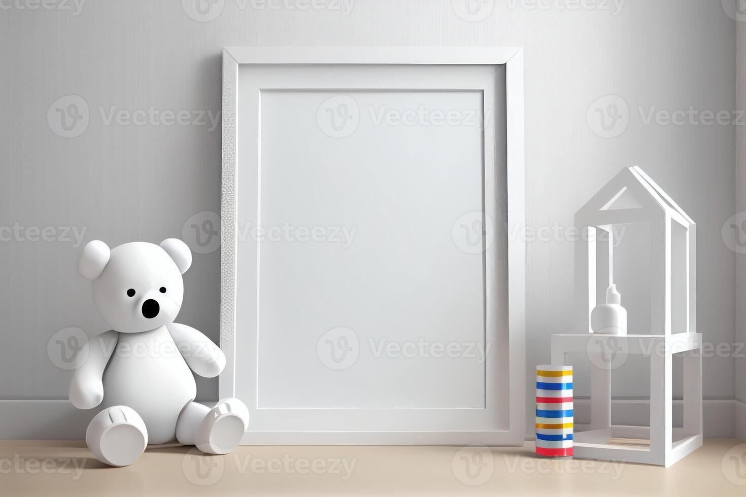 empty white frame in nursery . photo