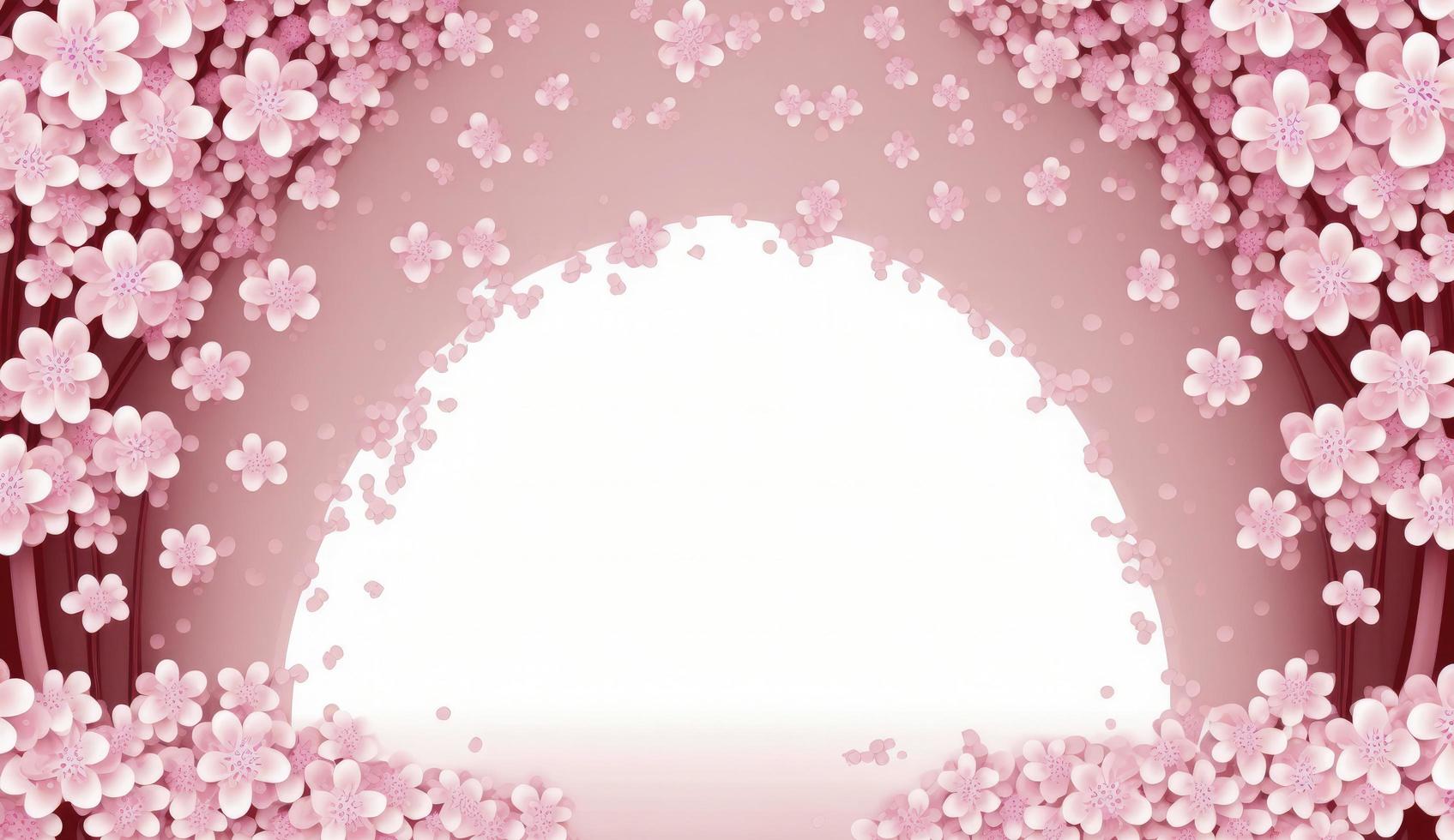 Background illustration of pink cherry blossoms, generate ai photo