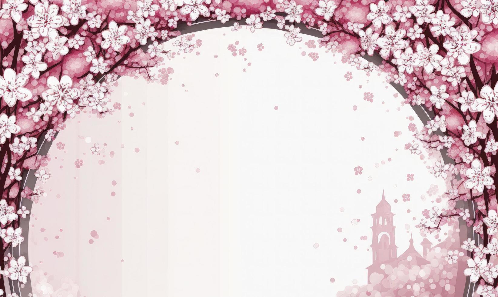 Background illustration of pink cherry blossoms, generate ai photo