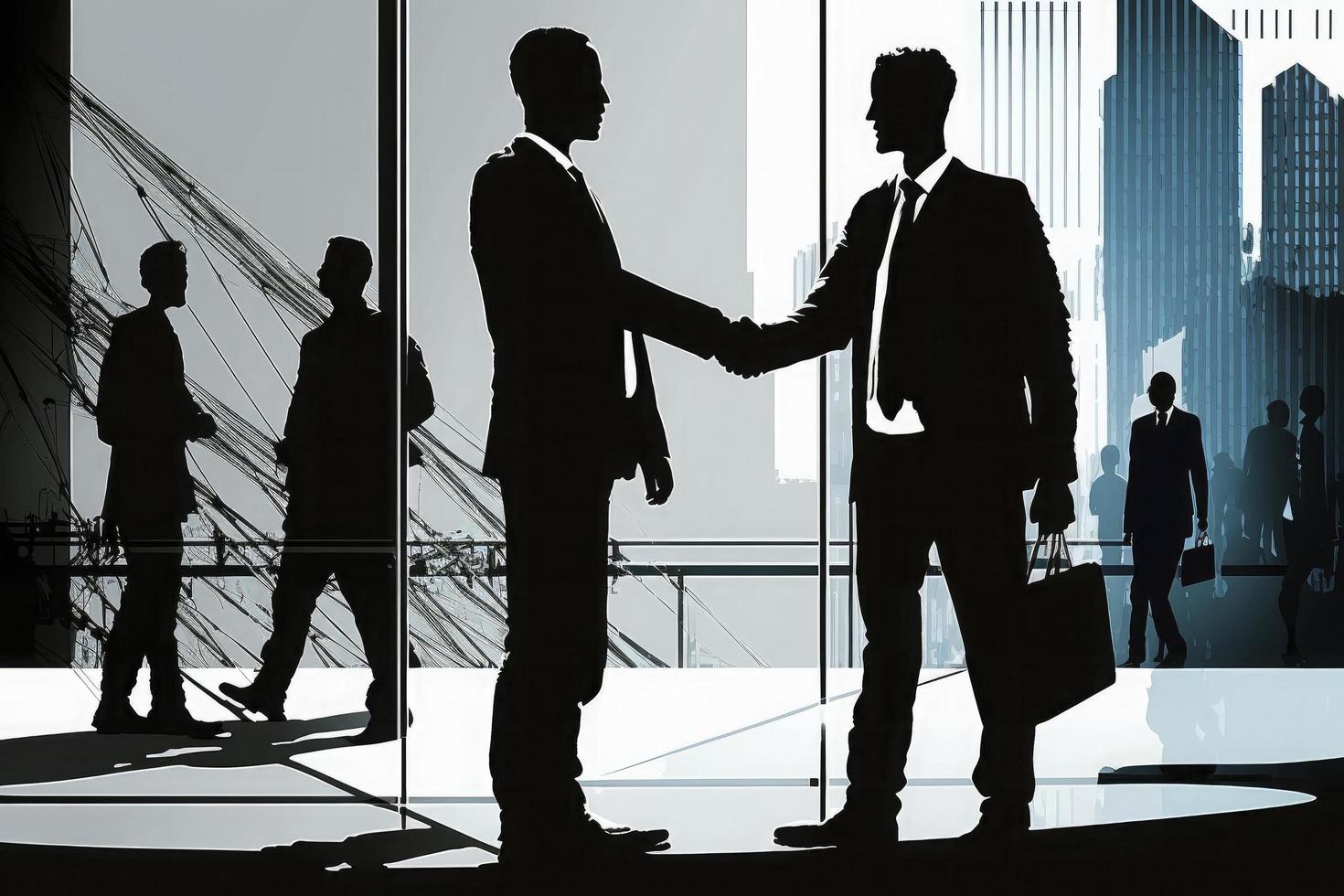 Businessman handshake for teamwork of business merger and acquisition,successful negotiate,hand shake,two businessman shake hand with partner to celebration partnership and business deal concept photo