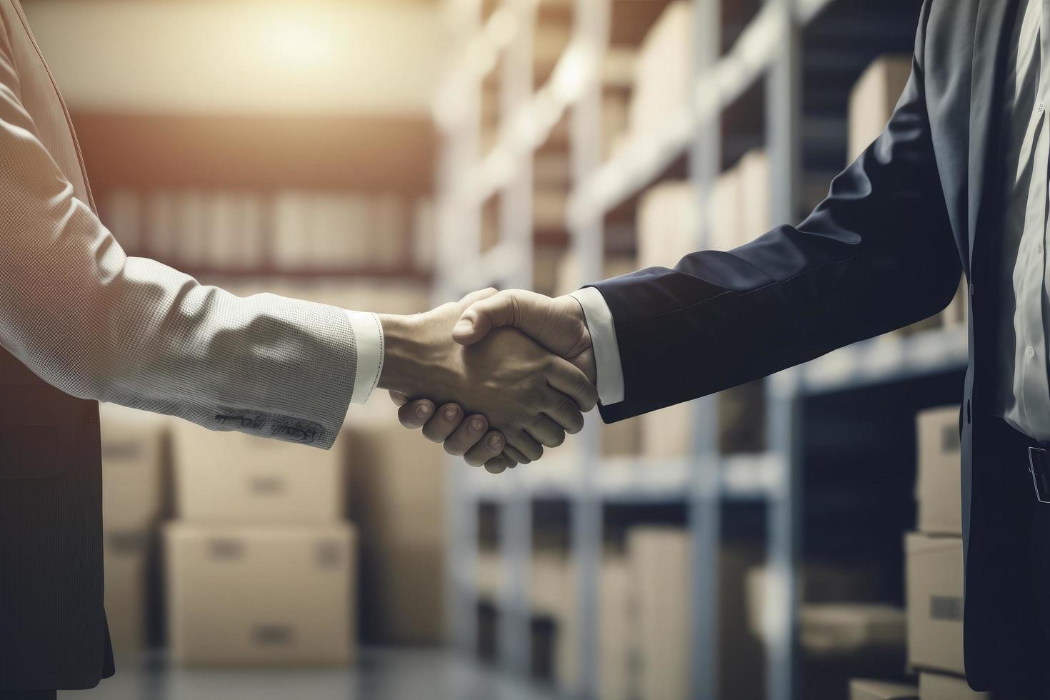 Businessman handshake for teamwork of business merger and acquisition,successful negotiate,hand shake,two businessman shake hand with partner to celebration partnership and business deal concept photo