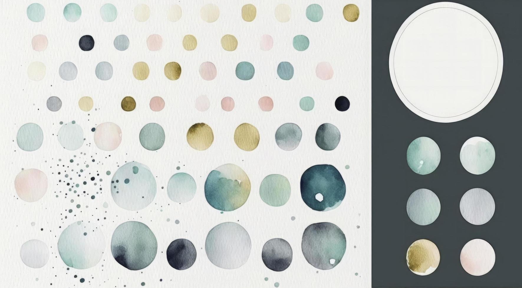 A seamless pattern featuring softly painted watercolor dots in various sizes, in a peaceful and dreamy color palette, Watercolor Dots Pattern, Abstract Art, watercolor pattern, Generate Ai photo