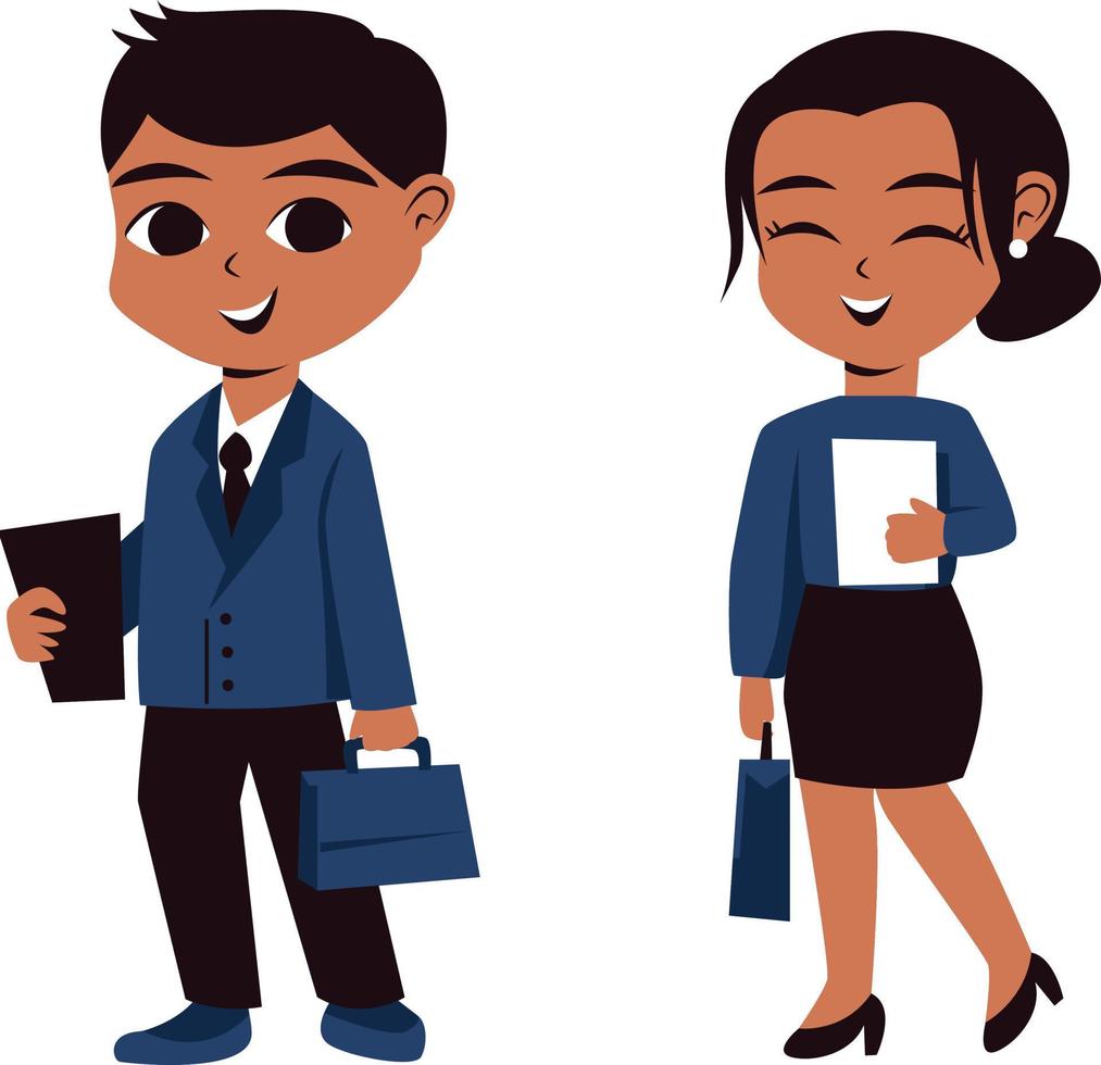 cute business people standing over white background.  vector illustration, set of business people