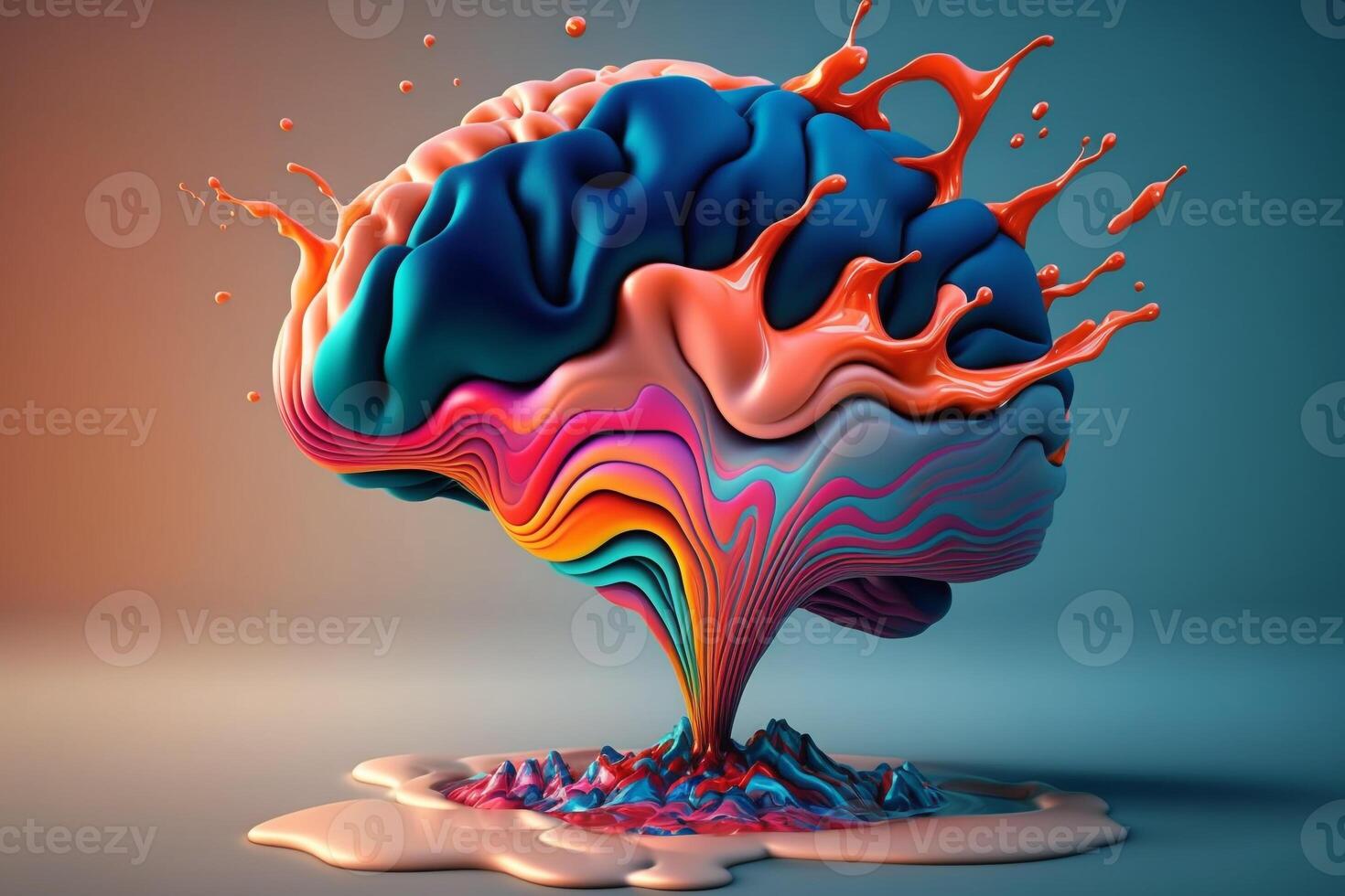a brain with a vibrant and fluid shape, like a constantly evolving work of art that is never finished and always in motion. photo