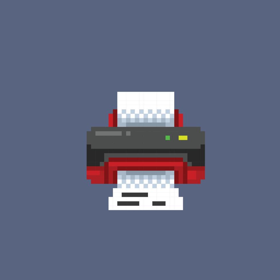 printer machine in pixel art style vector